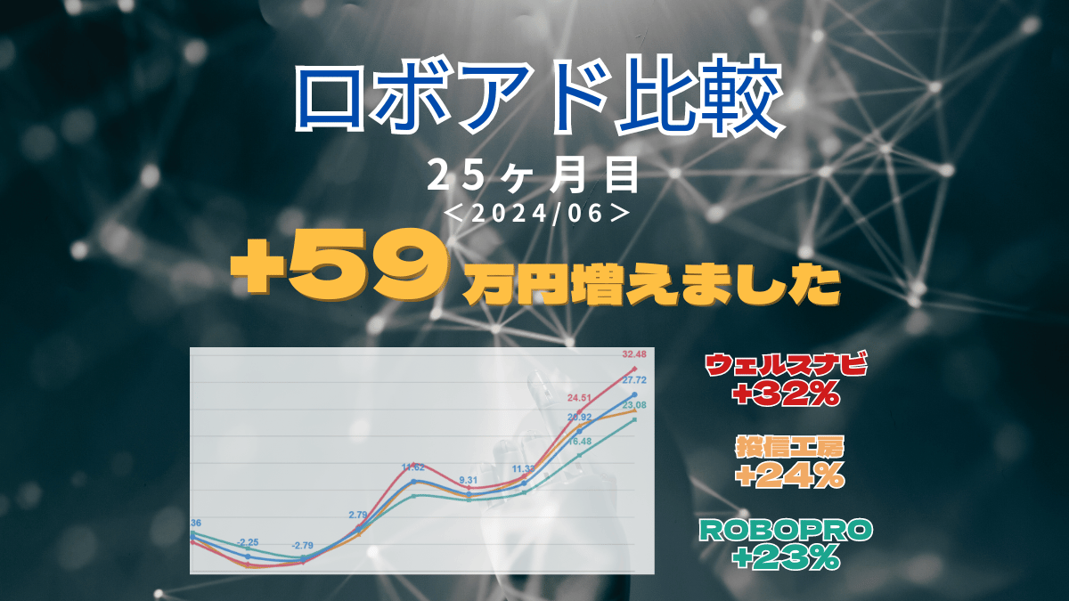 【+27.72％】ロボアドバイザー3社　25ヶ月目実績比較＜2024年6月＞